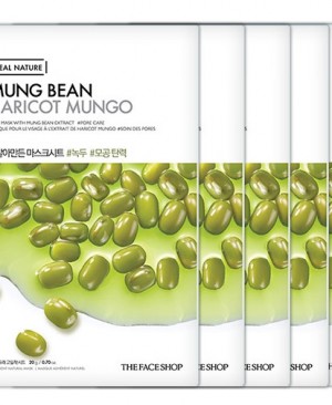 Set 5 miếng mặt nạ đậu xanh Real Nature Mung Bean Face Mask The Face Shop